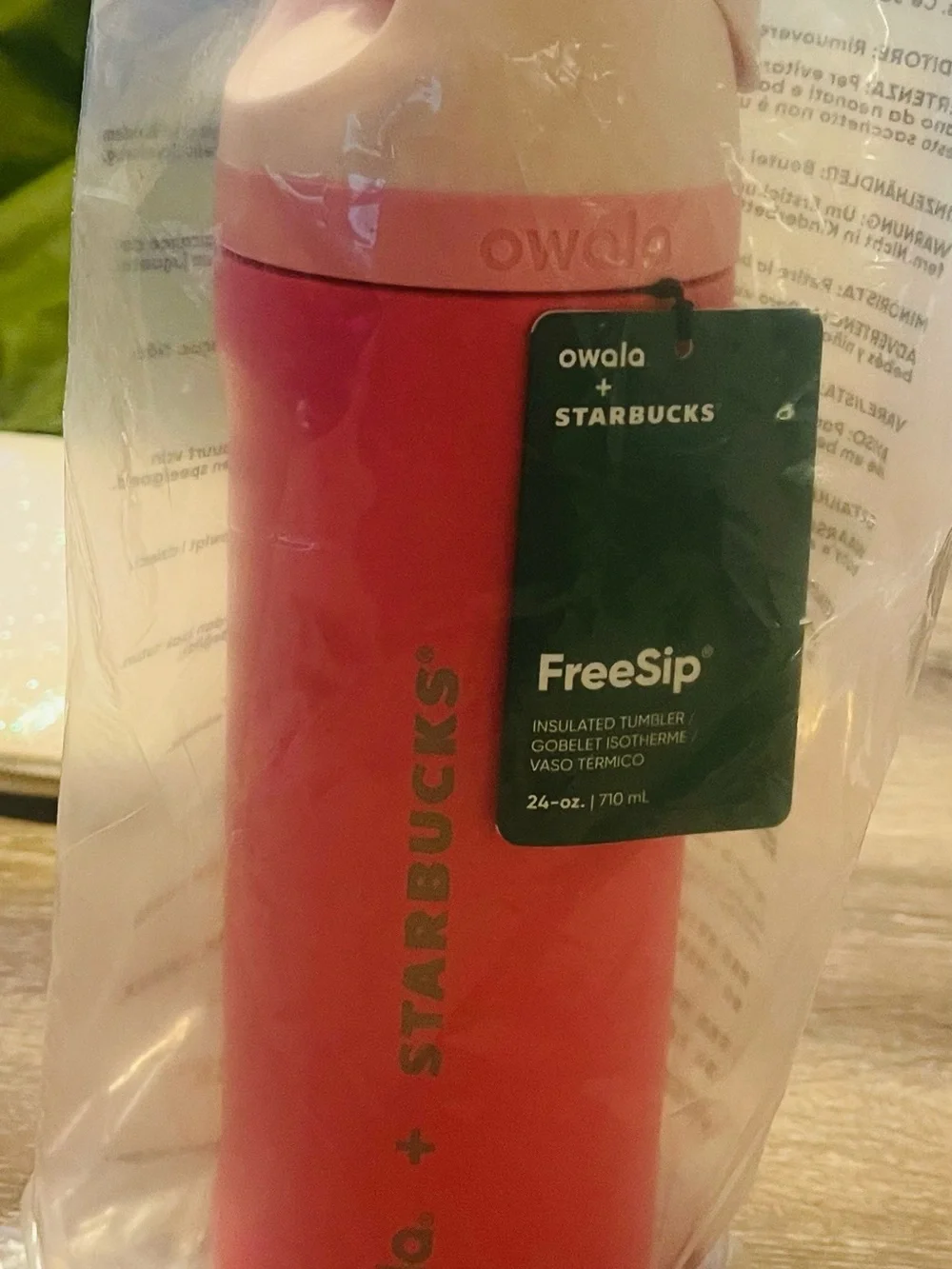 Starbucks x Owala FreeSip Pink Insulated Tumbler Water Bottle 24 oz NEW NWT 2026